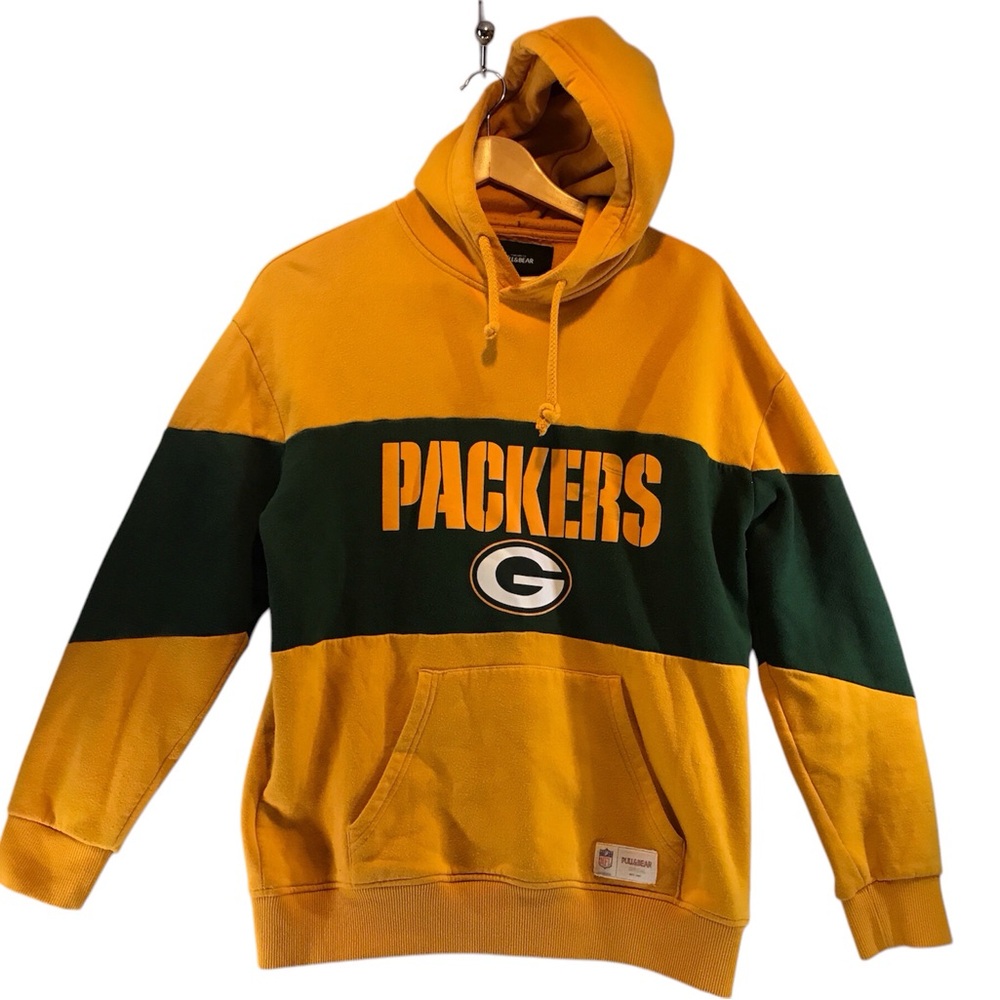 Pull & Bear Green Bay Packers NFL yellow and green small hoodie